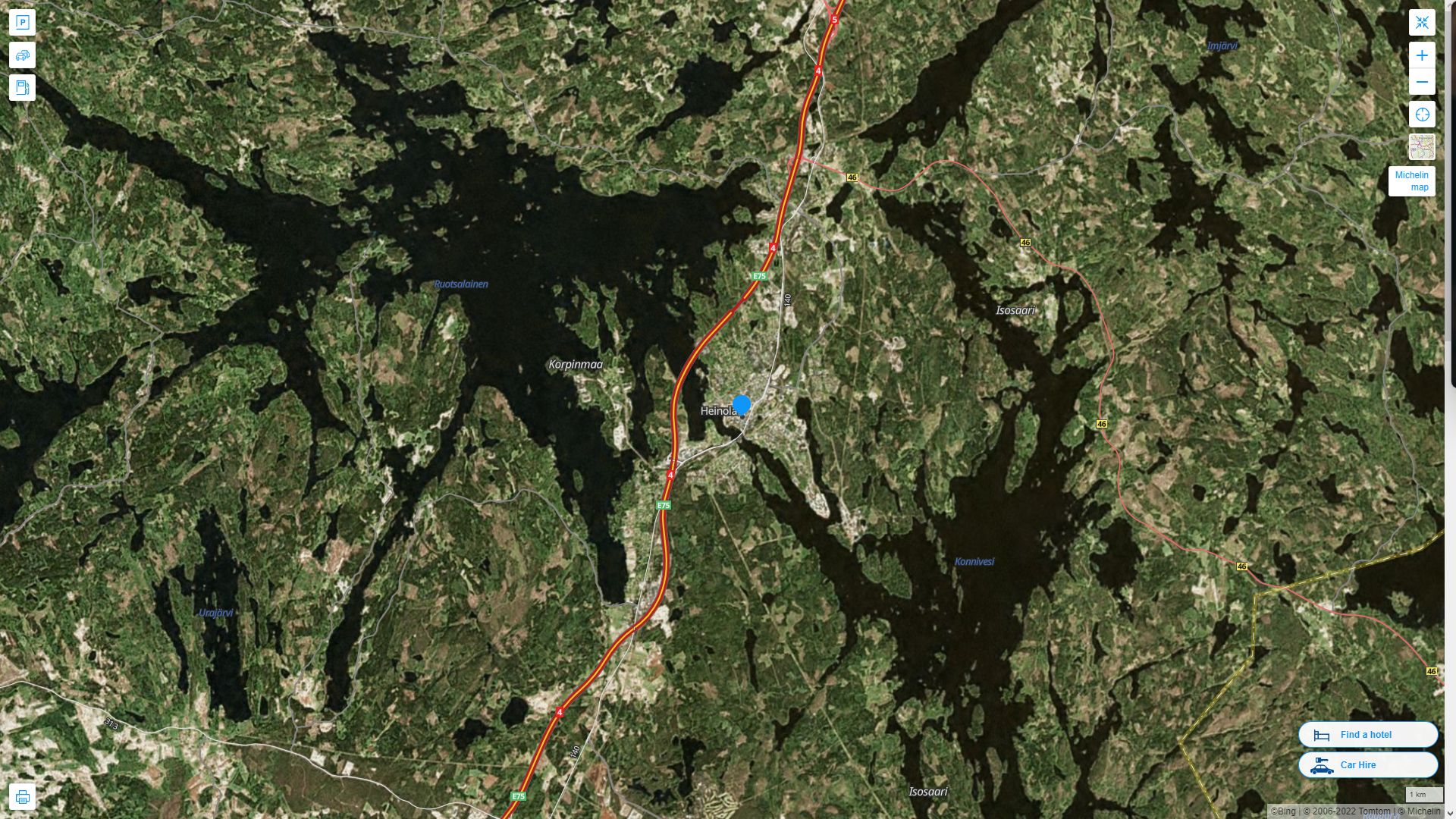 Heinola Highway and Road Map with Satellite View